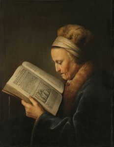 阅读的老妇人
阅读《圣经》的老妇人：所谓伦勃朗母亲的肖像，Neeltgen Willemsdr van Zuijdtbroeck（卒于 1640 年）