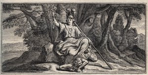Minerva Slaming Discord - Minerva Terrassant la discorde - Gerard Edelinck根据Daniel Halle（1614-1675）的作品绘制的版画。 作者 杰拉德·埃德林克