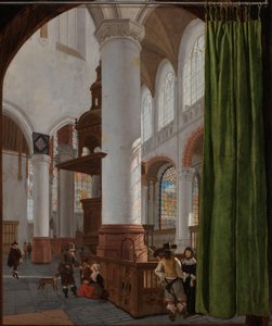 代尔夫特古德教堂内部
代尔夫特 Oude Kerk 大教堂内部，特罗姆佩-莱尔幕布