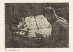 画板后的自画像 作者 Gerard Jan Bos（艺术家签名）