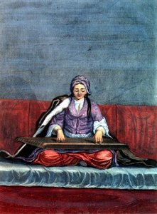 土耳其女孩弹琴，杰拉德-让-巴蒂斯特-斯科廷（1671-1716）雕刻（雕刻）。