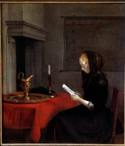 读信的女人荷兰人杰拉德-特博尔奇（1617-1681）的画作 作者 杰拉德·特·博尔赫