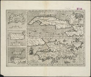 古巴岛;伊斯帕尼奥拉岛，由Hendrik Hondius雕刻，1633年 作者 Gerard after Mercator