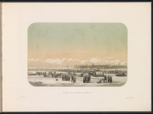 鹿特丹马斯河上的冰上娱乐活动，远处是费耶诺德的工厂，1855 年
费耶诺德工厂前的马斯河（实物标题）
1855 年 2 月鹿特丹马斯河上的冰上娱乐活动，附说明（系列标题见实物） 作者 杰拉杜斯·约翰内斯·博斯