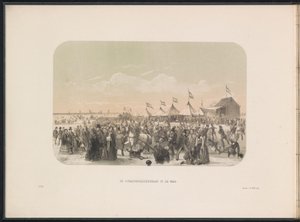 鹿特丹马斯河上的滑冰场，1855 年
马斯河上的滑冰场（文物上的标题）
1855 年 2 月在鹿特丹马斯河上滑冰，附说明（系列标题见实物） 作者 杰拉杜斯·约翰内斯·博斯