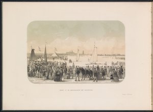 1855 年鹿特丹马斯河上的冰帆船比赛
带冰驳船的硬帆船比赛（标题见实物）
1855 年 2 月鹿特丹马斯河上的冰上娱乐活动，附说明（系列标题见实物） 作者 杰拉杜斯·约翰内斯·博斯