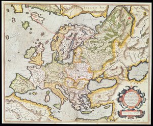 欧洲地图，约 1554 年（手绘版画）