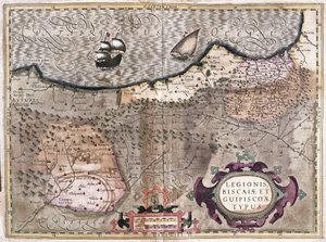 Oviedo, Burgos, Bilbao, Bayonne (Asturias), Spain (engraving 作者 杰拉杜斯·墨卡托