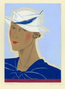 带蓝色羽毛的女士帽子1933 - G.Hartung