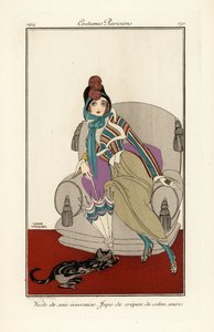 Woman in vest of Scottish silk vest, crepe cotton skirt. 作者 格达·玛丽·弗雷德里克·韦格纳