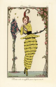 穿着黄色塔夫绸下午礼服的女人。 作者 格达·玛丽·弗雷德里克·韦格纳