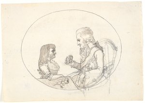 世袭亲王弗雷德里克与世袭亲王（Chr. VIII）展示已故世袭公主索菲-弗雷德里克的画像 作者 格哈德·路德维格·拉德