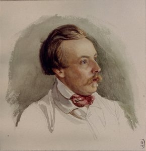 画家Alexander von Kotzebue 1815-1889的肖像，1840年代 作者 格哈德·威廉·罗伊腾来自