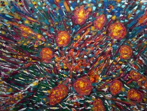 抽象花卉 II》，2023 年（布面油画）