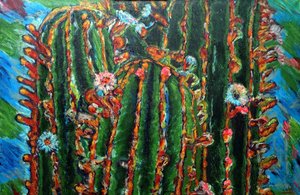 盛开的仙人掌，2013 年（布面油画）