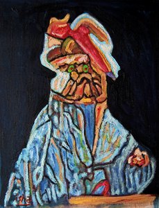 橄榄眼狗萨满，2022 年（布面油画） 作者 格哈特·伊斯林豪斯