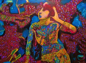纹身诱惑者 II》，2023 年，布面油画