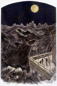 月球上的人在观察地球--Gerlier的插图，见 "Un monde inconnu:2 ans sur la lune"，Pierre de Sélènes，编辑。Flammarion 作者 格里尔格里尔