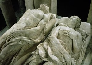凯瑟琳·德·梅迪奇墓1519-89和亨利二世1519-59凯瑟琳和亨利，1562-73大理石雕像的细节