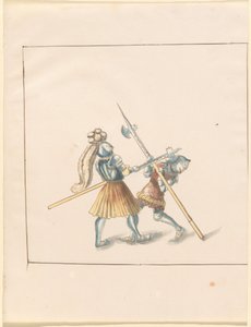Freydal, 《马克西米利安一世皇帝的比武和锦标赛》：徒步战斗（比武）（第三卷）：图版142 作者 德国 16 世纪