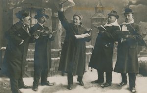德国人歌唱新年的明信片，1913 年 12 月 31 日寄出（黑白照片） 作者 德国摄影师