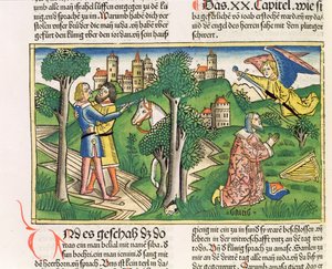 撒母耳记下 20 10 约押杀死亚玛萨，选自 "纽伦堡圣经（Biblia Sacra Germanaica）"（彩色木刻画） 作者 德国学校