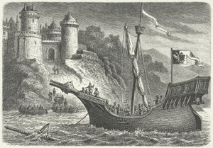 A merchant ship of the Hanseatic League (engraving) 作者 德国学校
