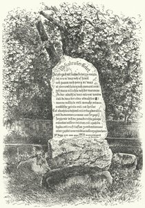 A stone tablet showing The Wessobrunn Prayer (engraving) 作者 德国学校