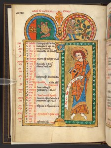 Add.60629, f.5v 十月。12 页金色和彩色的日历，带有建筑框架，每页包含一个黄道十二宫星座、一个使徒和一个月份的劳动。 诗篇 附有日历、颂歌和圣歌的彩绘诗篇，供修女使用 作者 德国学校