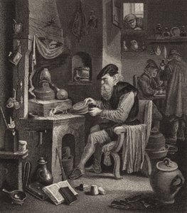 Alchemist at work. Illustration for Bilder-Atlas (engraving) 作者 德国学校