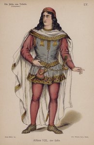 阿方索八世，贵族，出自 Die Judin von Toledo（托莱多的犹太人）作者 Franz Grillparzer（彩色石版画） 作者 德国学校