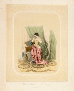 一位优雅的女士在她的梳妆台上，由F. Sala＆Co，柏林，1850年印刷 作者 德国学校