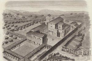 位于叙利亚Al-Barah的古希腊乡村房屋。Bilder-Atlas的插图（雕刻）。 作者 德国学校