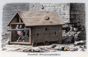 古代历史。罗马。战争机器，撞锤......（雕刻） 作者 德国学校