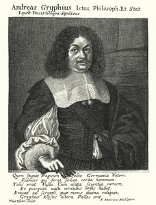 德国诗人和戏剧家Andreas Gryphius（雕刻）。 作者 德国学校
