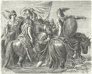 Arrival of the Hungarians in their new homeland (engraving) 作者 德国学校