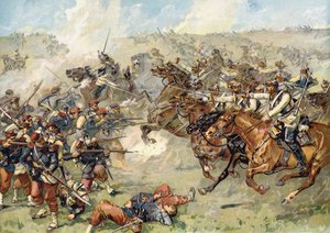 1870年8月16日普鲁士胸甲骑兵在Vionville，Mars-le-Tour战役中的攻击 作者 德国学校