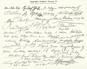 Autographs of famous people: composers, musicians and English, French and German writers (engraving) 作者 德国学校