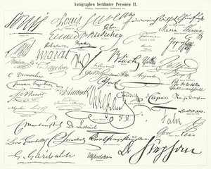 Autographs of famous people: statesmen, princes, generals, etc (engraving) 作者 德国学校