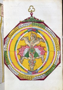 BT1.70.2 Volvelleor与黄道带，Astronimicum Caesareum的插图由Peter Apian（Bennewitz）（1495-1552）酒吧。在Ingolstadt，1540（彩色木刻）