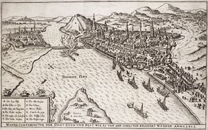 布达和害虫在1602年由基督徒围攻，来自欧洲奥斯曼帝国运动的一本书，插图由保罗·富斯特（c.1605-66） 作者 德国学校
