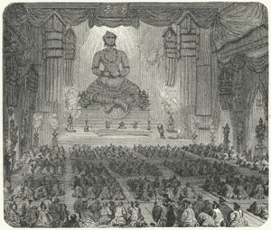 Buddhists worshipping in a monastery in Peking (engraving) 作者 德国学校