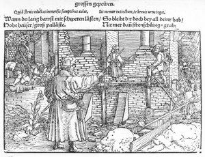 建筑，约1520年（木刻）。 作者 德国学校