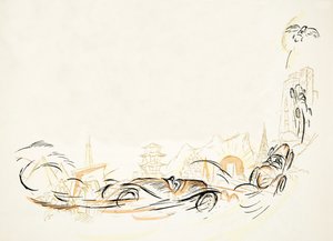 汽车拉力赛》，选自《风格》，1922 年出版（pochoir 印刷品） 作者 德国学校