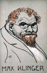 马克斯-克林格（1857-1920）的漫画（彩色平印）。 作者 德国学校