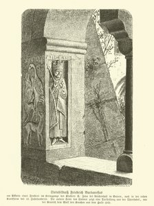 弗雷德里克·巴巴罗萨 (Frederick Barbarossa) 的雕刻石像，神圣罗马帝国皇帝 (雕刻) 作者 德国学校