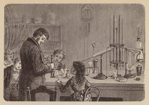 儿童观看科学实验（雕刻） 作者 德国学校