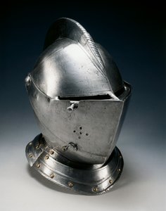 大约1550年至70年（钢，铁，皮革和黄铜）的封闭头盔 作者 德国学校