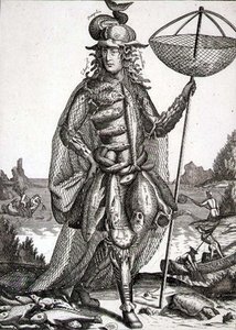渔夫的服装，由杰拉德-瓦尔克（1651-2-1726）出版，约1690年（雕刻）。 作者 德国学校