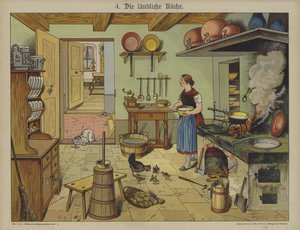 Country kitchen (colour litho) 作者 德国学校